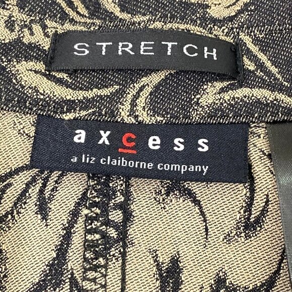 Axcess Liz Claiborne Blazer Jacket Womens 12 Stretch Woven Black Beige Floral - Picture 6 of 11